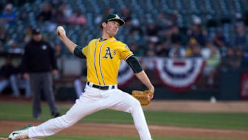 Apr 5, 2016; Oakland, CA, USA; Oakland Athletics starting pitcher Chris Bassitt (40) pitches the ball against the Chicago White Sox during the second inning at the Oakland Coliseum. Mandatory Credit: Kelley L Cox-USA TODAY Sports