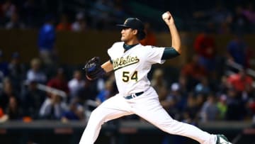 Nov 7, 2015; Phoenix, AZ, USA; Oakland Athletics pitcher Sean Manaea during the Arizona Fall League Fall Stars game at Salt River Fields. Mandatory Credit: Mark J. Rebilas-USA TODAY Sports