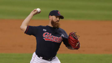 SEOUL, SOUTH KOREA - JUNE 12: Pitcher Straily Dan #58 of Lotte Giants throws the bottom of the first inning during the KBO League game between Lotte Giants and LG Twins at the Jamsil Staidum on June 12, 2020 in Seoul, South Korea. (Photo by Han Myung-Gu/Getty Images)
