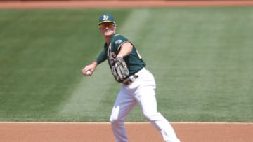 OAKLAND, CA - SEPTEMBER 5: Matt Chapman #26 of the Oakland Athletics fields during the game against the San Diego Padres at RingCentral Coliseum on September 5, 2020 in Oakland, California. The Athletics defeated the Padres 8-4. (Photo by Michael Zagaris/Oakland Athletics/Getty Images)