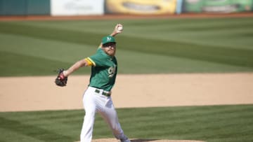 OAKLAND, CA - SEPTEMBER 30: Jake Diekman #35 of the Oakland Athletics pitches during the game against the Chicago White Sox at RingCentral Coliseum on September 30, 2020 in Oakland, California. The Athletics defeated the White Sox 5-3. (Photo by Michael Zagaris/Oakland Athletics/Getty Images)