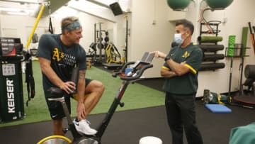 OAKLAND, CA - MAY 28: Trevor Rosenthal #41 of the Oakland Athletics in the weight room before the game against the Los Angeles Angels at RingCentral Coliseum on May 28, 2021 in Oakland, California. The Athletics defeated the Angels 3-1. (Photo by Michael Zagaris/Oakland Athletics/Getty Images)