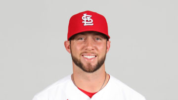Mar 1, 2021; Jupiter, FL, USA; St. Louis Cardinals Garrett Williams (84) poses during media day at Roger Dean Chevrolet Stadium. Mandatory Credit: MLB Photos via USA Today Sports