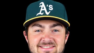 Mar 17, 2022; USA; Oakland Athletics Shea Langeliers poses for a 2022 MLB portrait. Mandatory Credit: MLB photos via USA TODAY Sports