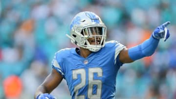 MIAMI, FL - OCTOBER 21: DeShawn Shead #26 of the Detroit Lions reacts against the Miami Dolphins during the second half at Hard Rock Stadium on October 21, 2018 in Miami, Florida. (Photo by Michael Reaves/Getty Images)