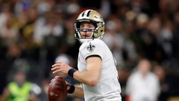 NEW ORLEANS, LOUISIANA - JANUARY 05: Drew Brees #9 of the New Orleans Saints looks to pass during the second half against the Minnesota Vikings in the NFC Wild Card Playoff game at Mercedes Benz Superdome on January 05, 2020 in New Orleans, Louisiana. (Photo by Kevin C. Cox/Getty Images)