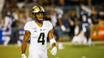 RENO, NEVADA - AUGUST 30: Wide receiver Rondale Moore #4 of the Purdue Boilermakers walks off the field after scoring against the Nevada Wolf Pack during the second quarter of the game at Mackay Stadium on August 30, 2019 in Reno, Nevada. (Photo by Jonathan Devich/Getty Images)