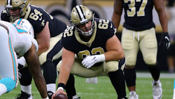 NEW ORLEANS, LOUISIANA - AUGUST 29: Nick Easton #62 of the New Orleans Saints in action during an NFL preseason game at the Mercedes Benz Superdome on August 29, 2019 in New Orleans, Louisiana. (Photo by Jonathan Bachman/Getty Images)