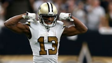 NEW ORLEANS, LOUISIANA - SEPTEMBER 29: Michael Thomas #13 of the New Orleans Saints reacts after gaining a first down during the second half of a NFL game against the Dallas Cowboys at the Mercedes Benz Superdome on September 29, 2019 in New Orleans, Louisiana. (Photo by Sean Gardner/Getty Images)