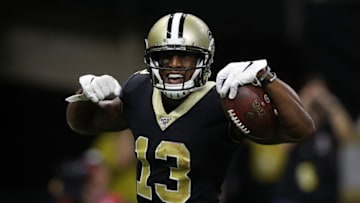 NEW ORLEANS, LOUISIANA - OCTOBER 06: Michael Thomas #13 of the New Orleans Saints reacts after scoring a touchdown against the Tampa Bay Buccaneers at Mercedes Benz Superdome on October 06, 2019 in New Orleans, Louisiana. (Photo by Chris Graythen/Getty Images)