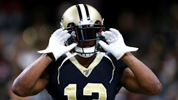NEW ORLEANS, LOUISIANA - DECEMBER 08: Michael Thomas #13 of the New Orleans Saints warms up prior to the game against the San Francisco 49ers at Mercedes Benz Superdome on December 08, 2019 in New Orleans, Louisiana. (Photo by Sean Gardner/Getty Images)