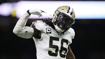 NEW ORLEANS, LOUISIANA - JANUARY 05: Demario Davis #56 of the New Orleans Saints reacts after a stop on third down during the second half against the Minnesota Vikings in the NFC Wild Card Playoff game at Mercedes Benz Superdome on January 05, 2020 in New Orleans, Louisiana. (Photo by Chris Graythen/Getty Images)
