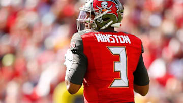 TAMPA, FLORIDA - DECEMBER 29: Jameis Winston #3 of the Tampa Bay Buccaneers in action against the Atlanta Falcons at Raymond James Stadium on December 29, 2019 in Tampa, Florida. (Photo by Michael Reaves/Getty Images)