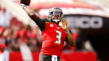 TAMPA, FLORIDA - DECEMBER 29: Jameis Winston #3 of the Tampa Bay Buccaneers warms up prior to the game against the Atlanta Falcons at Raymond James Stadium on December 29, 2019 in Tampa, Florida. (Photo by Michael Reaves/Getty Images)