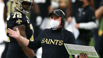 NEW ORLEANS, LOUISIANA - SEPTEMBER 27: Head coach Sean Payton of the New Orleans Saints reacts against the Green Bay Packers during the second half at Mercedes-Benz Superdome on September 27, 2020 in New Orleans, Louisiana. (Photo by Sean Gardner/Getty Images)
