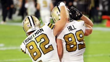 Adam Trautman, New Orleans Saints. (Photo by Mike Ehrmann/Getty Images)