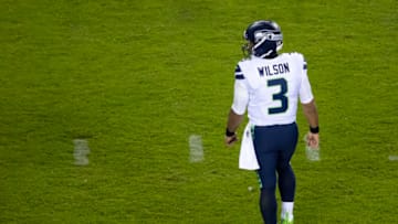 PHILADELPHIA, PA - NOVEMBER 30: Russell Wilson #3 of the Seattle Seahawks looks on against the Philadelphia Eagles at Lincoln Financial Field on November 30, 2020 in Philadelphia, Pennsylvania. (Photo by Mitchell Leff/Getty Images)