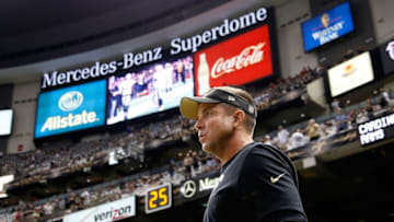 NEW ORLEANS, LA - SEPTEMBER 08: Head Coach Sean Payton of the New Orleans Saints walks on the field before playing the Atlanta Falcons at the Mercedes-Benz Superdome on September 8, 2013 in New Orleans, Louisiana. (Photo by Chris Graythen/Getty Images)