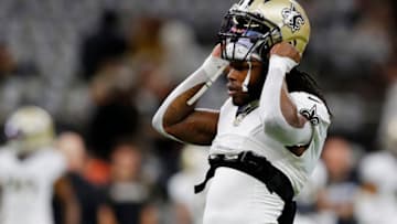 NEW ORLEANS, LOUISIANA - JANUARY 05: Alvin Kamara #41 of the New Orleans Saints looks on before the NFC Wild Card Playoff game against the Minnesota Vikings at Mercedes Benz Superdome on January 05, 2020 in New Orleans, Louisiana. (Photo by Kevin C. Cox/Getty Images)