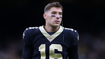 Ian Book, New Orleans Saints. (Photo by Jonathan Bachman/Getty Images)