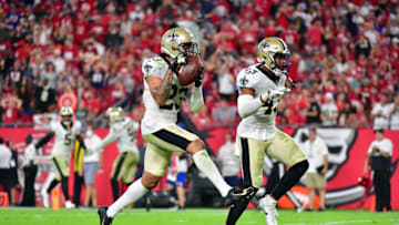 Marshon Lattimore #23 and Marcus Williams #43 of the New Orleans Saints (Photo by Julio Aguilar/Getty Images)