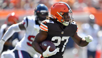 Kareem Hunt #27 of the Cleveland Browns. (Photo by Jason Miller/Getty Images)
