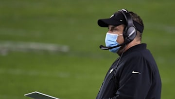 Dec 13, 2020; Philadelphia, Pennsylvania, USA; New Orleans Saints head coach Sean Payton looks on during the second quarter against the Philadelphia Eagles at Lincoln Financial Field. Mandatory Credit: James Lang-USA TODAY Sports