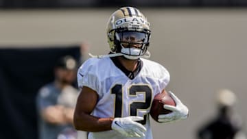 New Orleans Saints wide receiver Chris Olave -Mandatory Credit: Stephen Lew-USA TODAY Sports