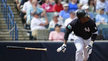 Mar 5, 2016; Tampa, FL, USA; New York Yankees shortstop Jorge Mateo (93) hits a home run during the third inning against the Boston Red Sox at George M. Steinbrenner Field. Mandatory Credit: Kim Klement-USA TODAY Sports