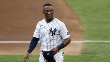 NEW YORK, NEW YORK - AUGUST 02: (NEW YORK DAILIES OUT) Miguel Andujar #41 of the New York Yankees looks on before a game against the Boston Red Sox at Yankee Stadium on August 02, 2020 in New York City. The Yankees defeated the Red Sox 9-7. (Photo by Jim McIsaac/Getty Images)