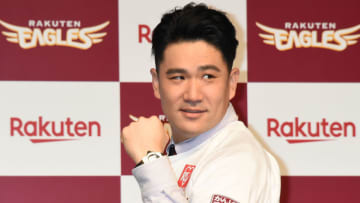 TOKYO, JAPAN - JANUARY 30: Masahiro Tanaka of the Tohoku Rakuten Golden Eagles poses for a photo during a press conference on January 30, 2021 in Tokyo, Japan. (Photo by Jun Sato/Getty Images)