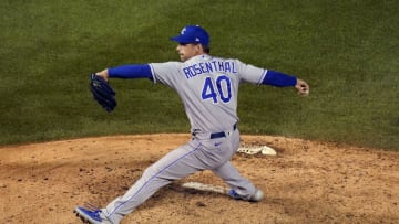 CHICAGO, ILLINOIS - AUGUST 04: Trevor Rosenthal #40 of the Kansas City Royals throws a pitch during the eighth inning of a game against the Chicago Cubs at Wrigley Field on August 04, 2020 in Chicago, Illinois. (Photo by Nuccio DiNuzzo/Getty Images)