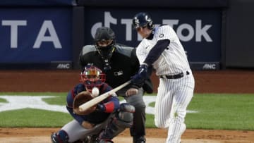 NEW YORK, NEW YORK - APRIL 21: (NEW YORK DAILIES OUT) Clint Frazier #77 of the New York Yankees in action against the Atlanta Braves at Yankee Stadium on April 21, 2021 in New York City. The Braves defeated the Yankees 4-1. (Photo by Jim McIsaac/Getty Images)