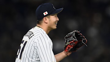 TOKYO, JAPAN - MARCH 15: Outfielder Seiya Suzuki #51 of Japan warms up prior to the World Baseball Classic Pool E Game Six between Israel and Japan at the Tokyo Dome on March 15, 2017 in Tokyo, Japan. (Photo by Matt Roberts/Getty Images)