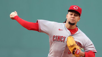 BOSTON, MASSACHUSETTS - MAY 31: Starting pitcher Luis Castillo #58 of the Cincinnati Reds throws against the Boston Red Sox during the first inning at Fenway Park on May 31, 2022 in Boston, Massachusetts. (Photo by Maddie Meyer/Getty Images)