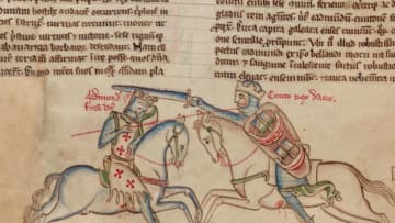 “Battle of Assandun, showing Edmund Ironside (left) and Cnut the Great." Image Credit: Wikimedia Commons // Public Domain