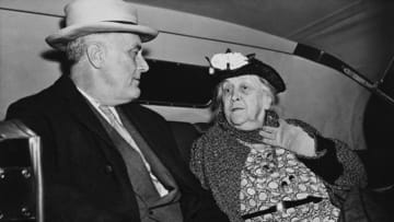 Franklin Roosevelt and his mother, Sara Roosevelt.