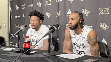 UCF Basketball Postgame vs. Quinnipiac: Center Jeremy Foumena and Forward Jordan Burks