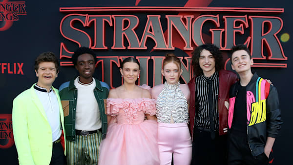 SANTA MONICA, CALIFORNIA - JUNE 28: (L-R) Gaten Matarazzo, Caleb McLaughlin, Millie Bobby Brown, Sadie Sink, Finn Wolfhard, and Noah Schnapp attend the "Stranger Things" Season 3 World Premiere on June 28, 2019 in Santa Monica, California. (Photo by Rachel Murray/Getty Images for Netflix) SANTA MONICA, CALIFORNIA - JUNE 28: (L-R) Gaten Matarazzo, Caleb McLaughlin, Millie Bobby Brown, Sadie Sink, Finn Wolfhard, and Noah Schnapp attend the "Stranger Things" Season 3 World Premiere on June 28, 2019 in Santa Monica, California. (Photo by Rachel Murray/Getty Images for Netflix)
