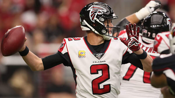 GLENDALE, ARIZONA - OCTOBER 13: Quarterback Matt Ryan #2 of the Atlanta Falcons looks to pass during the NFL game against the Arizona Cardinals at State Farm Stadium on October 13, 2019 in Glendale, Arizona. The Cardinals defeated the Falcons 34-33. (Photo by Christian Petersen/Getty Images) GLENDALE, ARIZONA - OCTOBER 13: Quarterback Matt Ryan #2 of the Atlanta Falcons looks to pass during the NFL game against the Arizona Cardinals at State Farm Stadium on October 13, 2019 in Glendale, Arizona. The Cardinals defeated the Falcons 34-33. (Photo by Christian Petersen/Getty Images)