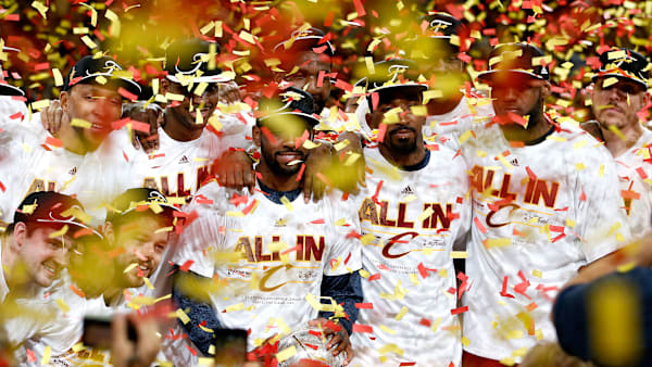 Matthew Dellavedova, Tristan Thompson, Kyrie Irving, J.R. Smith, LeBron James, Kendrick Perkins, Joe Harris Matthew Dellavedova, Tristan Thompson, Kyrie Irving, J.R. Smith, LeBron James, Kendrick Perkins, Joe Harris