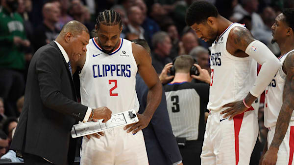 Doc Rivers, Kawhi Leonard, Paul George, Lou Williams Doc Rivers, Kawhi Leonard, Paul George, Lou Williams