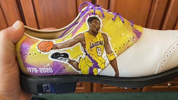 Justin Thomas' Kobe Bryant golf spikes. Justin Thomas' Kobe Bryant golf spikes.