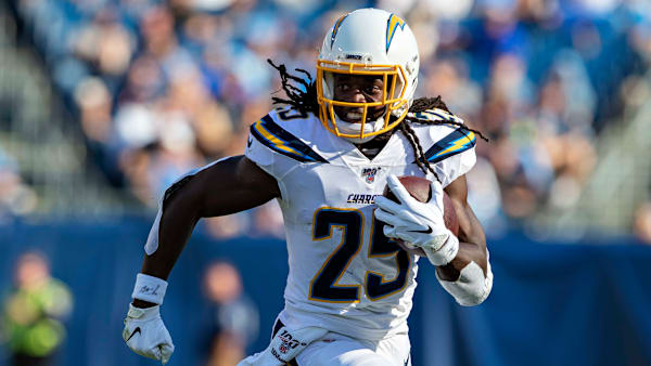 NASHVILLE, TN - OCTOBER 20: Melvin Gordon III #25 of the Los Angeles Chargers runs the ball during a game against the Tennessee Titans at Nissan Stadium on October 20, 2019 in Nashville, Tennessee. The Titans defeated the Chargers 23-20. (Photo by Wesley Hitt/Getty Images) NASHVILLE, TN - OCTOBER 20: Melvin Gordon III #25 of the Los Angeles Chargers runs the ball during a game against the Tennessee Titans at Nissan Stadium on October 20, 2019 in Nashville, Tennessee. The Titans defeated the Chargers 23-20. (Photo by Wesley Hitt/Getty Images)