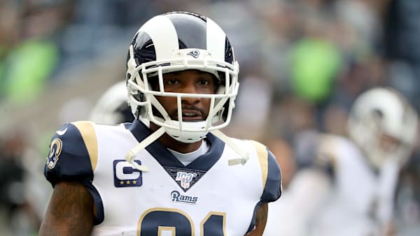 SEATTLE, WASHINGTON - OCTOBER 03: Aqib Talib #21 of the Los Angeles Rams warms-up before the game against the Seattle Seahawks at CenturyLink Field on October 03, 2019 in Seattle, Washington. (Photo by Abbie Parr/Getty Images) SEATTLE, WASHINGTON - OCTOBER 03: Aqib Talib #21 of the Los Angeles Rams warms-up before the game against the Seattle Seahawks at CenturyLink Field on October 03, 2019 in Seattle, Washington. (Photo by Abbie Parr/Getty Images)