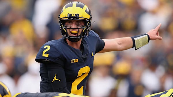 ANN ARBOR, MI - OCTOBER 06: Shea Patterson #2 of the Michigan Wolverines calls out to his teammates while playing the Maryland Terrapins on October 6, 2018 at Michigan Stadium in Ann Arbor, Michigan. (Photo by Gregory Shamus/Getty Images) ANN ARBOR, MI - OCTOBER 06: Shea Patterson #2 of the Michigan Wolverines calls out to his teammates while playing the Maryland Terrapins on October 6, 2018 at Michigan Stadium in Ann Arbor, Michigan. (Photo by Gregory Shamus/Getty Images)