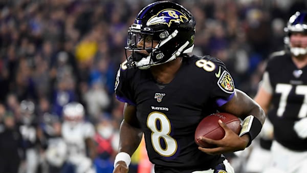 BALTIMORE, MD - NOVEMBER 03: Lamar Jackson #8 of the Baltimore Ravens runs against the New England Patriots during the game at M&T Bank Stadium on November 3, 2019 in Baltimore, Maryland. (Photo by Will Newton/Getty Images) BALTIMORE, MD - NOVEMBER 03: Lamar Jackson #8 of the Baltimore Ravens runs against the New England Patriots during the game at M&T Bank Stadium on November 3, 2019 in Baltimore, Maryland. (Photo by Will Newton/Getty Images)