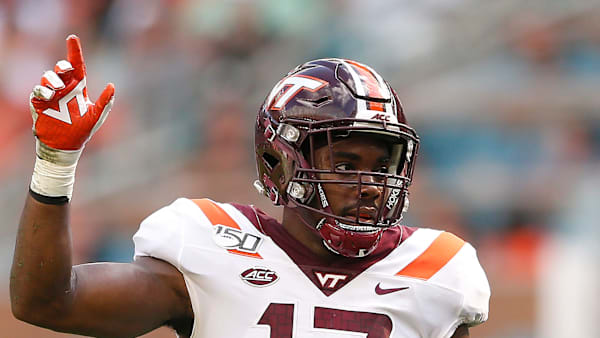 MIAMI, FLORIDA - OCTOBER 05: Divine Deablo #17 of the Virginia Tech Hokies looks on against the Miami Hurricanes during the first half at Hard Rock Stadium on October 05, 2019 in Miami, Florida. (Photo by Michael Reaves/Getty Images) MIAMI, FLORIDA - OCTOBER 05: Divine Deablo #17 of the Virginia Tech Hokies looks on against the Miami Hurricanes during the first half at Hard Rock Stadium on October 05, 2019 in Miami, Florida. (Photo by Michael Reaves/Getty Images)