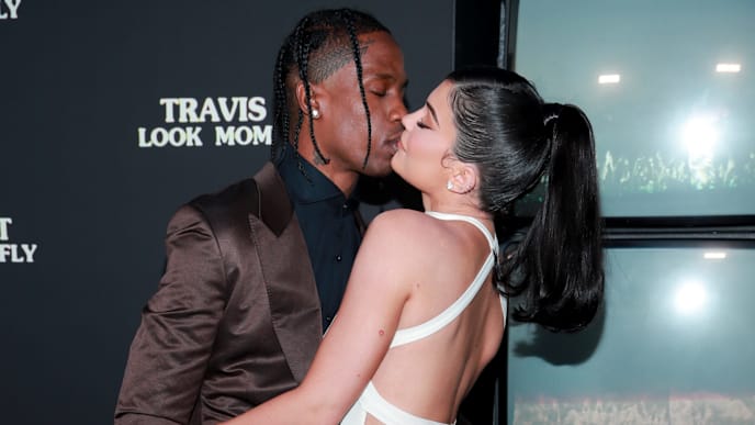 SANTA MONICA, CALIFORNIA - AUGUST 27: Travis Scott and Kylie Jenner attend the premiere of Netflix's "Travis Scott: Look Mom I Can Fly" at Barker Hangar on August 27, 2019 in Santa Monica, California. (Photo by Rich Fury/Getty Images) SANTA MONICA, CALIFORNIA - AUGUST 27: Travis Scott and Kylie Jenner attend the premiere of Netflix's "Travis Scott: Look Mom I Can Fly" at Barker Hangar on August 27, 2019 in Santa Monica, California. (Photo by Rich Fury/Getty Images)