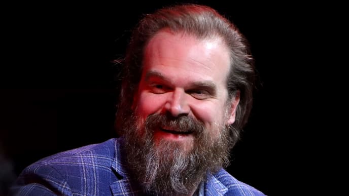 LOS ANGELES, CALIFORNIA - JUNE 29: David Harbour speaks on stage during SAG-AFTRA Foundation's sneak preview of "Stranger Things 3" on June 29, 2019 in Los Angeles, California. (Photo by Randy Shropshire/Getty Images for SAG-AFTRA Foundation) LOS ANGELES, CALIFORNIA - JUNE 29: David Harbour speaks on stage during SAG-AFTRA Foundation's sneak preview of "Stranger Things 3" on June 29, 2019 in Los Angeles, California. (Photo by Randy Shropshire/Getty Images for SAG-AFTRA Foundation)